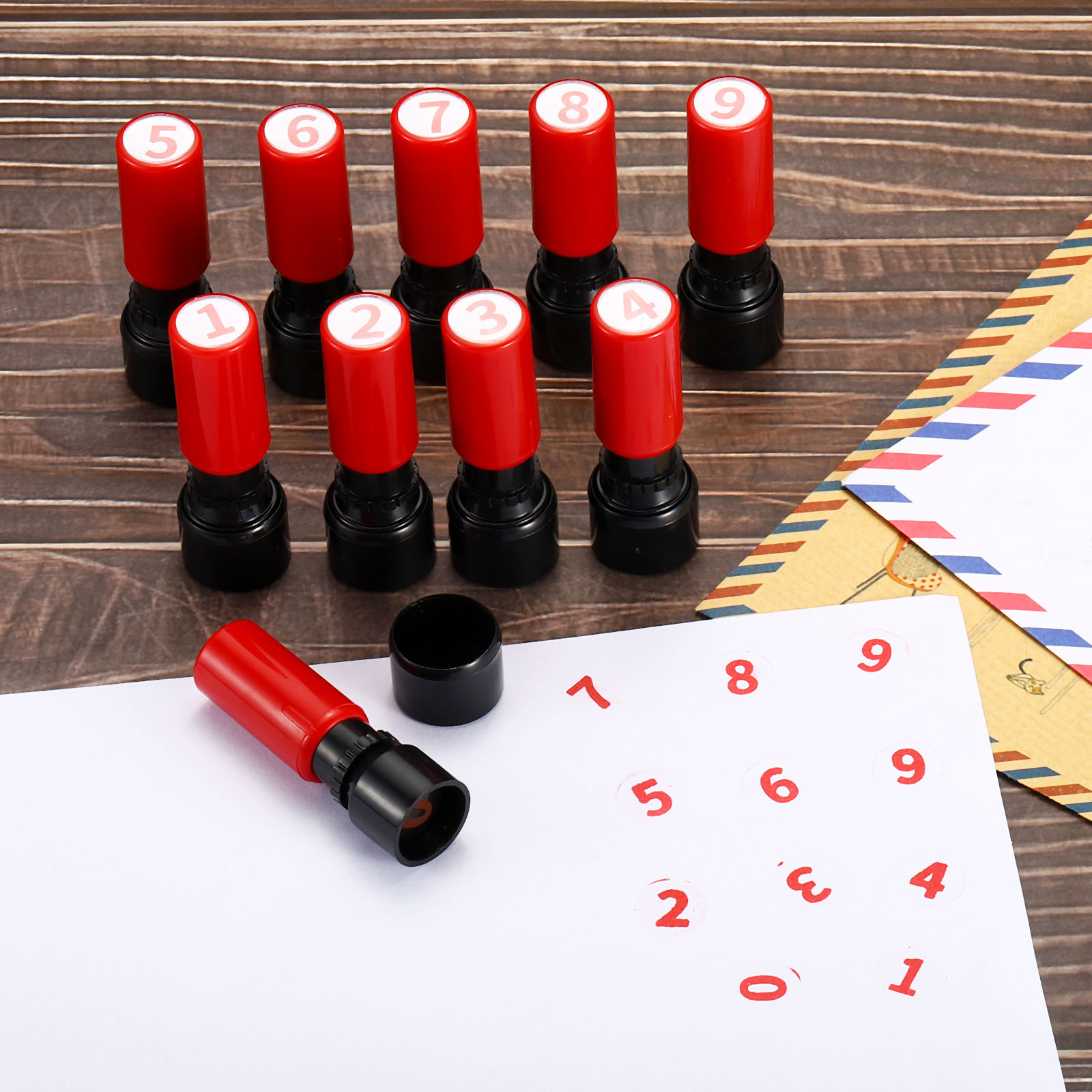 Rubber Date Stamp - Carimbos de Números Autoentintados de 0